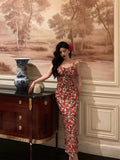 Niulatu Sheath Spaghetti Straps Floral Prom Dresses Birthday Outfits Evening Gown SD787