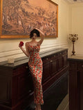 Niulatu Sheath Spaghetti Straps Floral Prom Dresses Birthday Outfits Evening Gown SD787