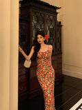 Niulatu Sheath Spaghetti Straps Floral Prom Dresses Birthday Outfits Evening Gown SD787
