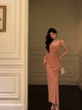 Niulatu Sheath Jewel Pink Pleated Prom Dresses Birthday Outfits Evening Gown SD790
