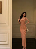 Niulatu Sheath Jewel Pink Pleated Prom Dresses Birthday Outfits Evening Gown SD790