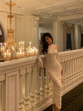 Niulatu Sheath Strapless Sleeveless White Date Night Dress Ruffles Prom Dresses Birthday Outfit SD793