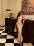 Niulatu Sheath Spaghetti Straps Pleated Floral Prom Dresses Birthday Outfits Evening Gown SD795
