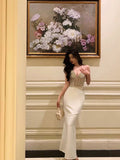 Niulatu Mermaid Sweetheart Date Night Dress White Prom Dresses Party Dress Birthday Outfits SD796