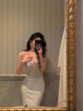 Niulatu Mermaid Sweetheart Date Night Dress White Prom Dresses Party Dress Birthday Outfits SD796