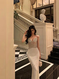 Niulatu Mermaid Sweetheart Date Night Dress White Prom Dresses Party Dress Birthday Outfits SD796