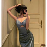 Niulatu Sheath Spaghetti Straps Dusty Blue Date Night Dress Prom Dresses Birthday Outfit SD800