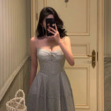 Niulatu A Line Spaghetti Straps Pleated Silver Gray Sequin Prom Dresses Birthday Outfits Evening Gown SD803