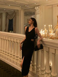 Niulatu Sheath V Neckline Date Night Dress Black Prom Dresses Party Dress Birthday Outfits SD809