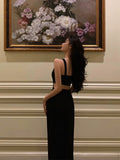 Niulatu Sheath V Neckline Date Night Dress Black Prom Dresses Party Dress Birthday Outfits SD809