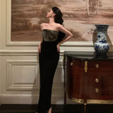 Niulatu Sheath Strapless Date Night Dress Black Prom Dresses Party Dress Birthday Outfits SD815