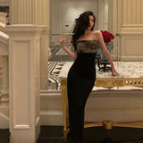 Niulatu Sheath Strapless Date Night Dress Black Prom Dresses Party Dress Birthday Outfits SD815