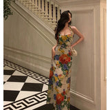 Niulatu A Line Halter Floral Long Prom Dresses Birthday Outfits Evening Gown SD820