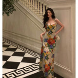 Niulatu A Line Halter Floral Long Prom Dresses Birthday Outfits Evening Gown SD820