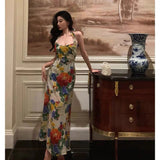 Niulatu A Line Halter Floral Long Prom Dresses Birthday Outfits Evening Gown SD820