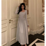 Niulatu A line Square Neckline Long Sleeves Date Night Dress Prom Dresses Birthday Outfit SD823