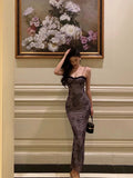 Niulatu Sheath Spaghetti Straps Long Date Night Dress Prom Dresses Birthday Outfit SD824