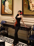 Niulatu Sheath Spaghetti Straps Black Long Prom Dresses Birthday Outfits Evening Gown SD828