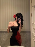 Niulatu Sheath Spaghetti Straps Black Long Prom Dresses Birthday Outfits Evening Gown SD828