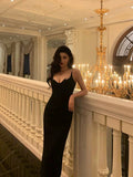 Niulatu Sheath Spaghetti Straps Black Date Night Dress Prom Dresses Party Dress Birthday Outfits SD829