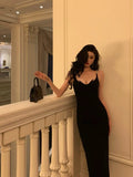 Niulatu Sheath Spaghetti Straps Black Date Night Dress Prom Dresses Party Dress Birthday Outfits SD829
