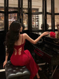 Niulatu Sheath Spaghetti Straps Red Date Night Dress Prom Dresses Party Dress Birthday Outfits SD830
