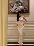 Niulatu Mermaid Spaghetti Straps White Date Night Dress Prom Dresses Birthday Outfit SD835