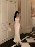 Niulatu Mermaid Spaghetti Straps White Date Night Dress Prom Dresses Birthday Outfit SD835