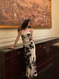 Niulatu Sheath Spaghetti Straps Floral White Date Night Dress Prom Dresses Birthday Outfit SD840