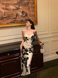 Niulatu Sheath Spaghetti Straps Floral White Date Night Dress Prom Dresses Birthday Outfit SD840
