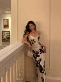 Niulatu Sheath Spaghetti Straps Floral White Date Night Dress Prom Dresses Birthday Outfit SD840