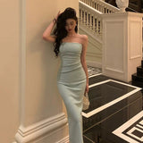 Niulatu Sheath Strapless Sleeveless Mint Green Prom Dresses Birthday Outfits SD841