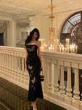 Niulatu Sheath Spaghetti Straps Sleeveless Black Backless Prom Dresses Birthday Outfits SD845