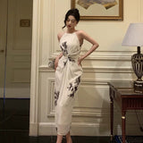 Niulatu A Line Halter White Chiffon Date Night Dress Prom Dresses Birthday Outfit SD850