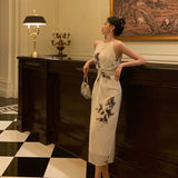 Niulatu A Line Halter White Chiffon Date Night Dress Prom Dresses Birthday Outfit SD850