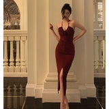 Niulatu Sheath Halter Date Night Dress Prom Dresses Red Birthday Party Outfit SD855