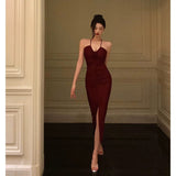 Niulatu Sheath Halter Date Night Dress Prom Dresses Red Birthday Party Outfit SD855