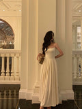 Niulatu A Line Spaghetti Straps White Date Night Dress Prom Dresses Birthday Party Outfit SD858