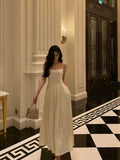 Niulatu A Line Spaghetti Straps White Date Night Dress Prom Dresses Birthday Party Outfit SD858