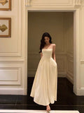 Niulatu A Line Spaghetti Straps White Date Night Dress Prom Dresses Birthday Party Outfit SD858