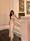 Niulatu Sheath Spaghetti Straps Slit Long Prom Dresses Birthday Outfits SD860