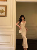 Niulatu Sheath Spaghetti Straps Satin Flowers Prom Dresses Birthday Outfits SD861
