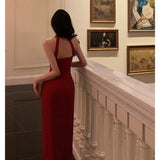 Niulatu A line V neckline Sleeveless Red Date Night Dress Prom Dresses Birthday Party Outfit SD863