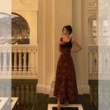 Niulatu A Line Straps Burgundy Velvet Floral Prom Dresses Birthday Outfits Evening Gown SD864