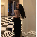 Niulatu Sheath High Neckline Backless Black Prom Dresses Birthday Outfits SD865