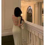 Niulatu Sheath Square Neckline Cap Sleeves Mint Green Date Night Dress Prom Dresses Birthday Party Outfit SD868