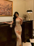 Niulatu Sheath Spaghetti Straps Pink Floral Prom Dresses Birthday Outfits Evening Gown SD870