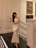 Niulatu Mermaid Straps Sleeveless Ivory Date Night Dress Prom Dresses Birthday Party Outfit SD871