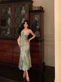 Niulatu Mermaid Spaghetti Straps Green Lace Date Night Dress Prom Dresses Birthday Party Outfit SD877