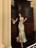 Niulatu Mermaid Spaghetti Straps Green Lace Date Night Dress Prom Dresses Birthday Party Outfit SD877